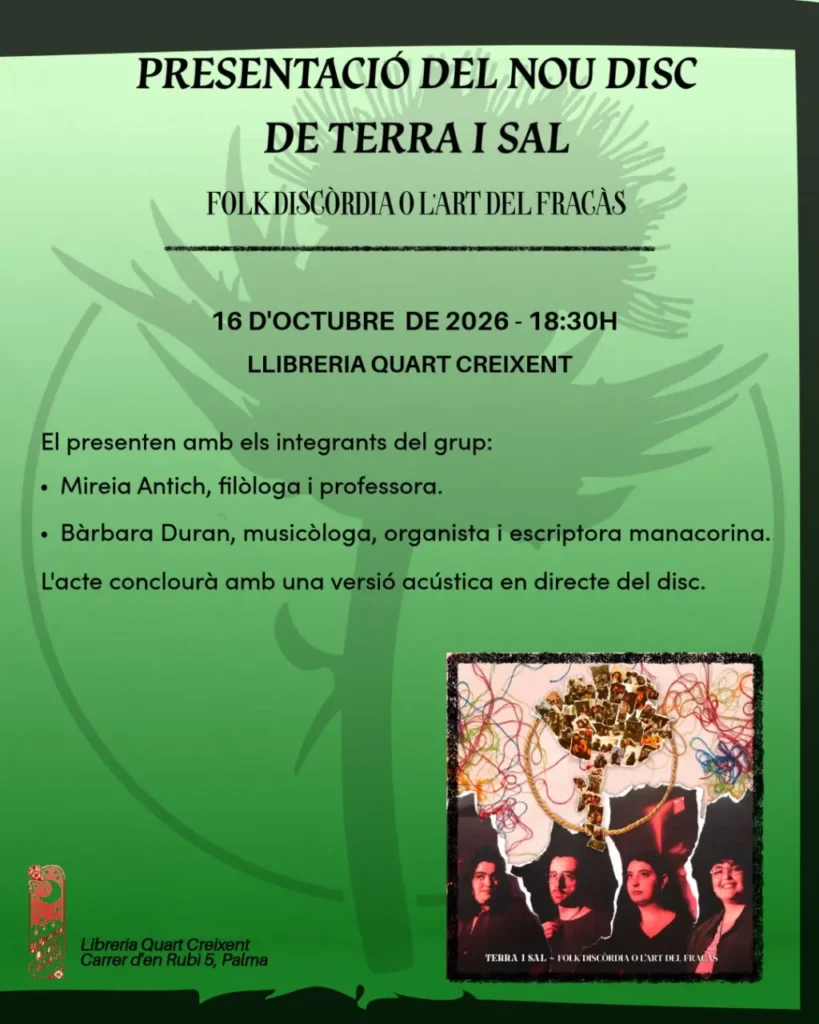Presentació a Quart Creixent del nou disc de Terra i Sal ‘Folk Discòrdia o l’Art del Fracàs’