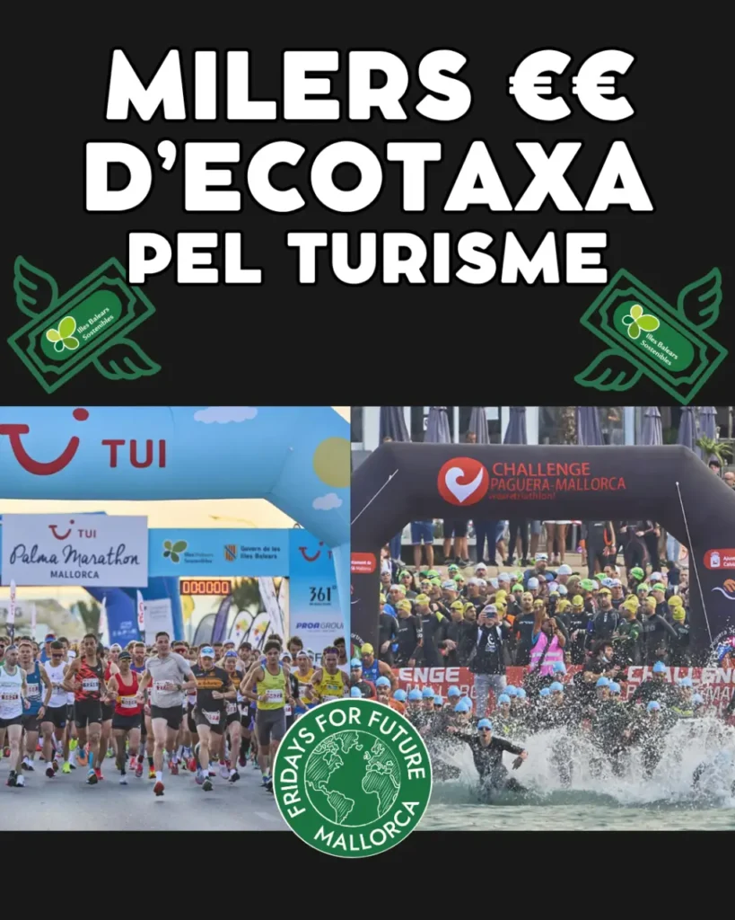 Fridays For Future Mallorca crítica durament el finançament de dos actes turístics i esportius amb l’ecotaxa